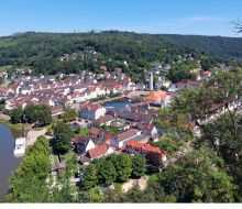Bad Karlshafen von oben mit Weser und Diemel