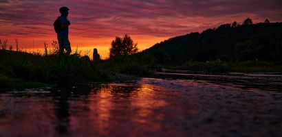 Abendstimmung an der Renaturierungsfläche der Diemel in Warburg-Germete